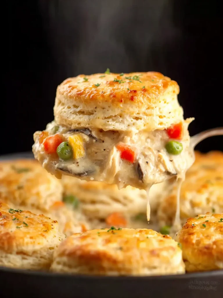 Easy Chicken Pot Pie Casserole With Biscuits First Image