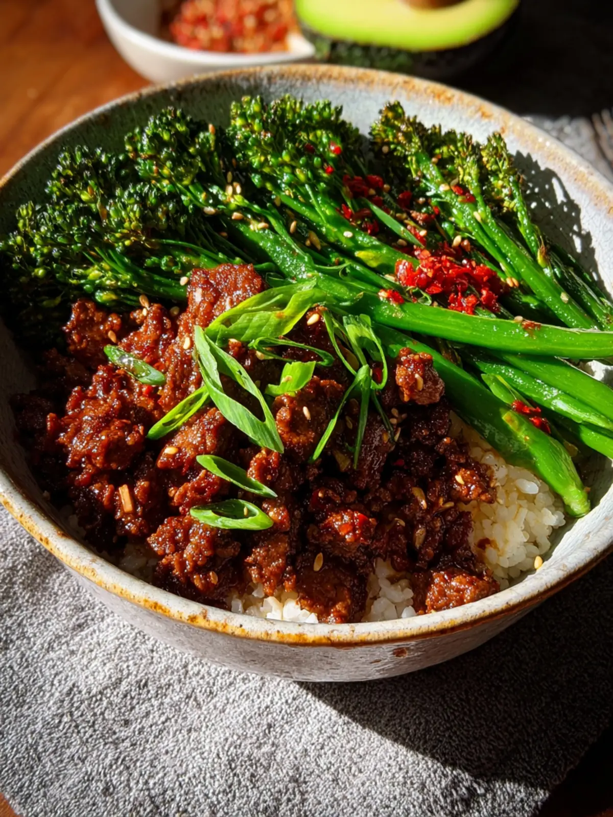 Gochujang Beef and Broccolini Bowls First Image