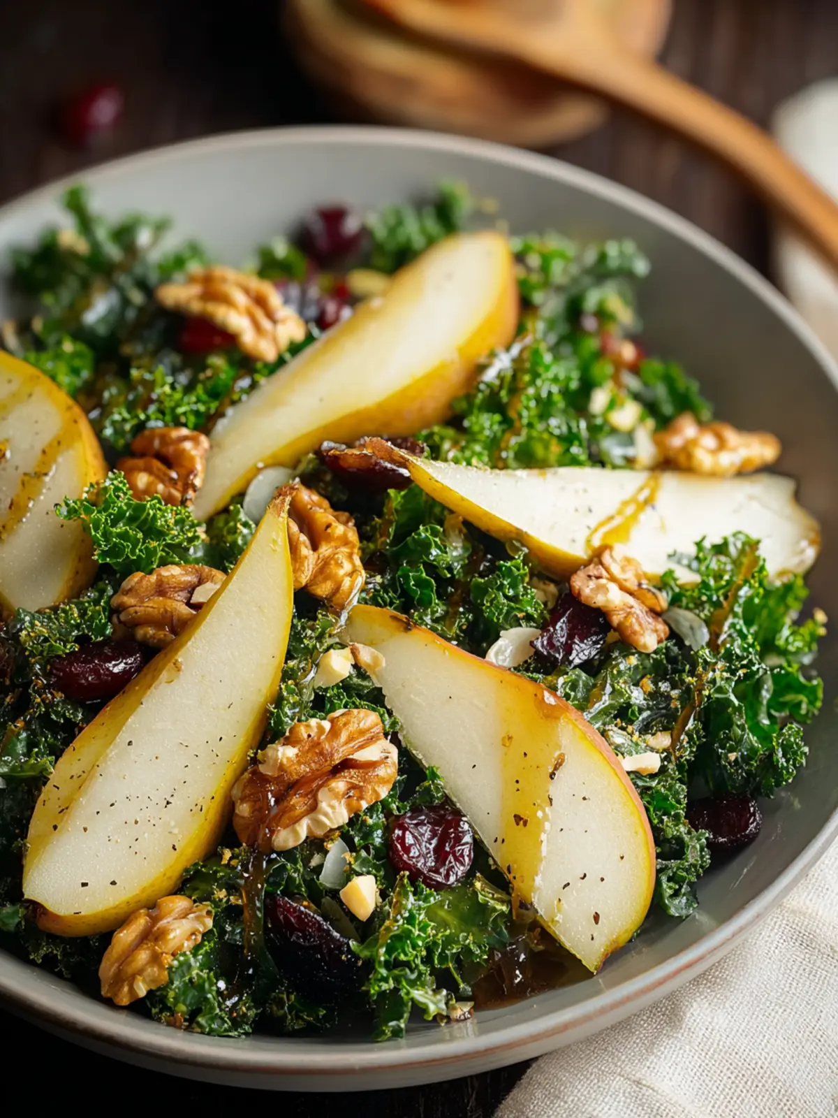 Cozy Warm Pear, Walnut & Kale Salad with Balsamic Bliss First Image