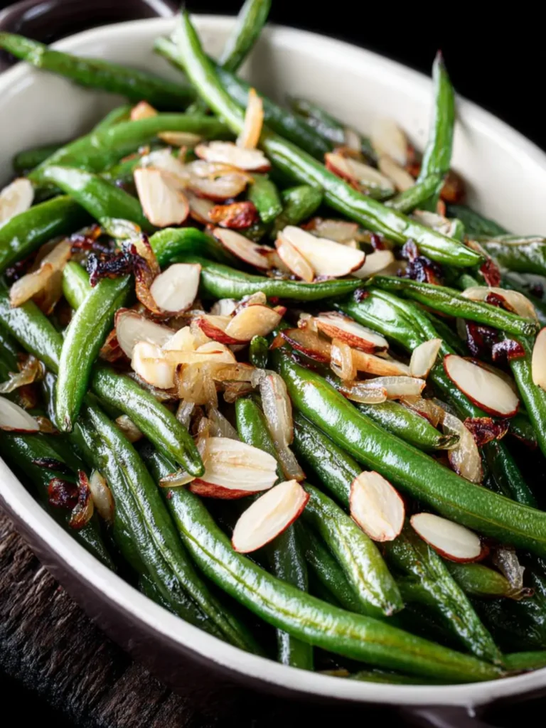 Garlic Roasted Green Beans (with Shallots and Almonds) First Image