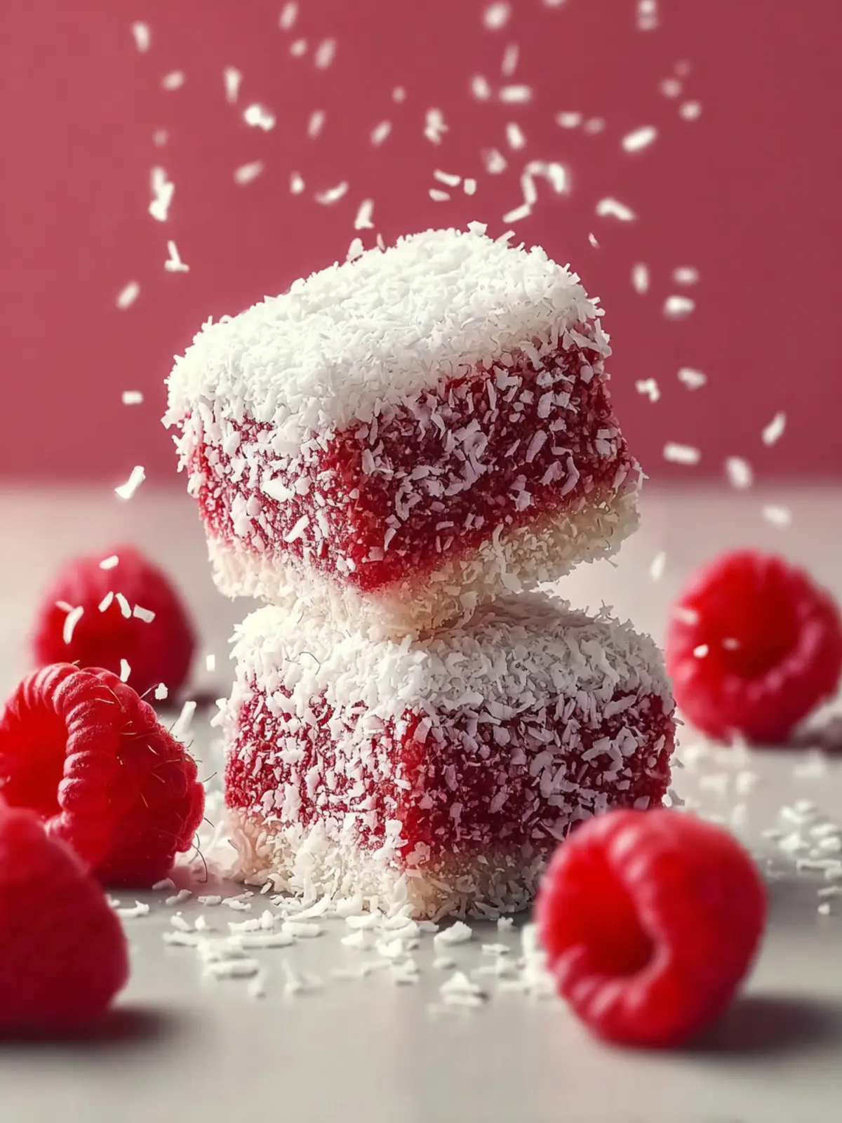 Raspberry Lamingtons with Coconut Bliss First Image