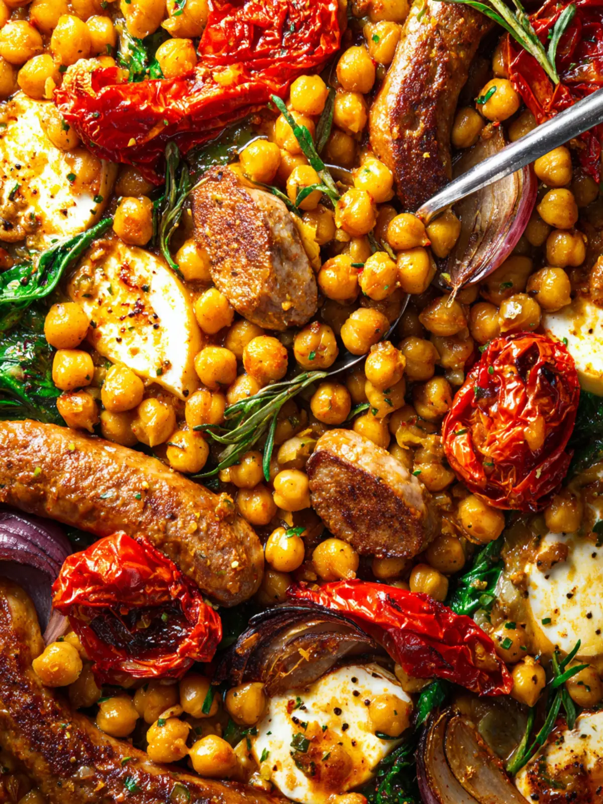 Sun Dried Tomato Sausage Chickpea (Sheet Pan Dinner) First Image
