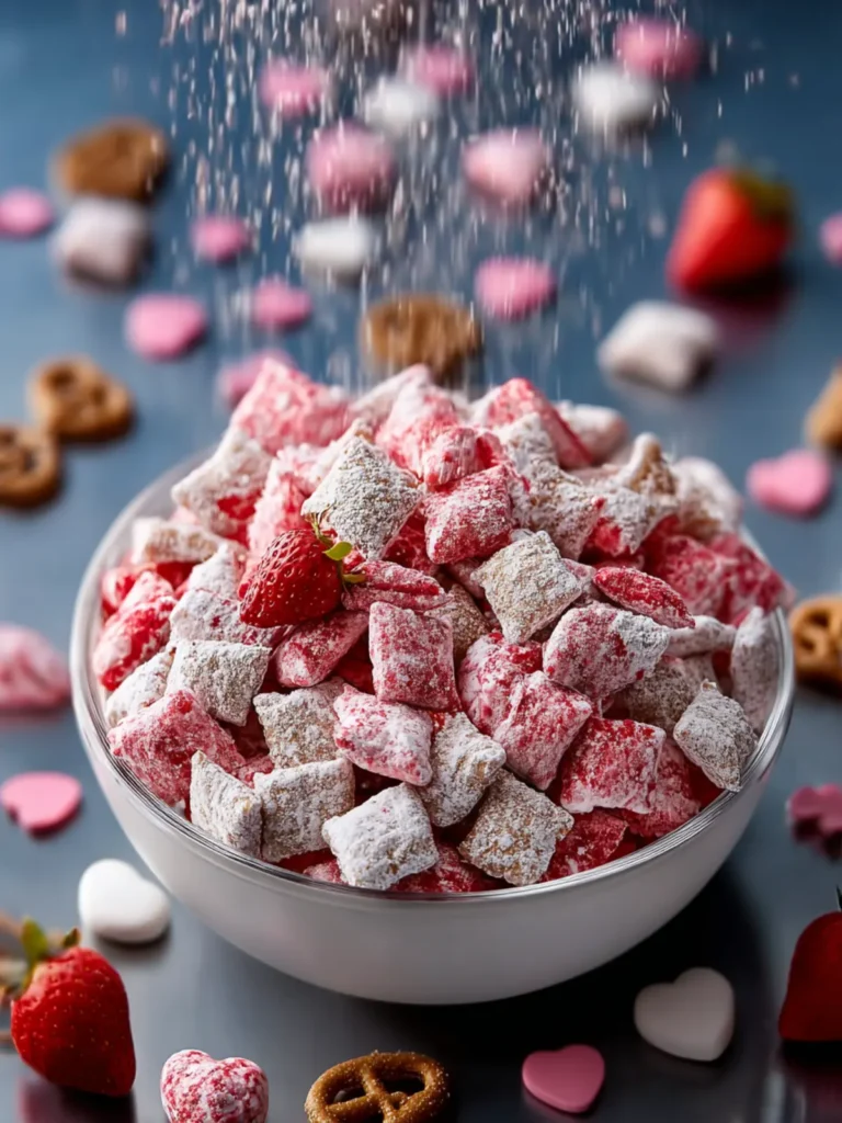 Valentine’s Strawberry Cheesecake Puppy Chow First Image