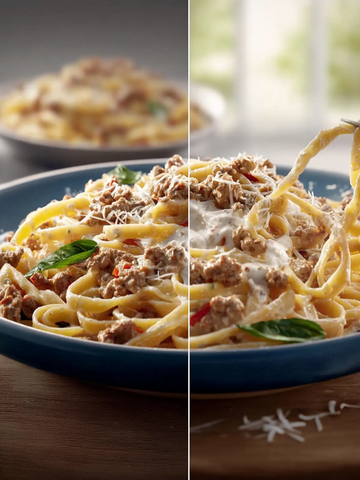 Creamy Ground Beef Alfredo Pasta First Image
