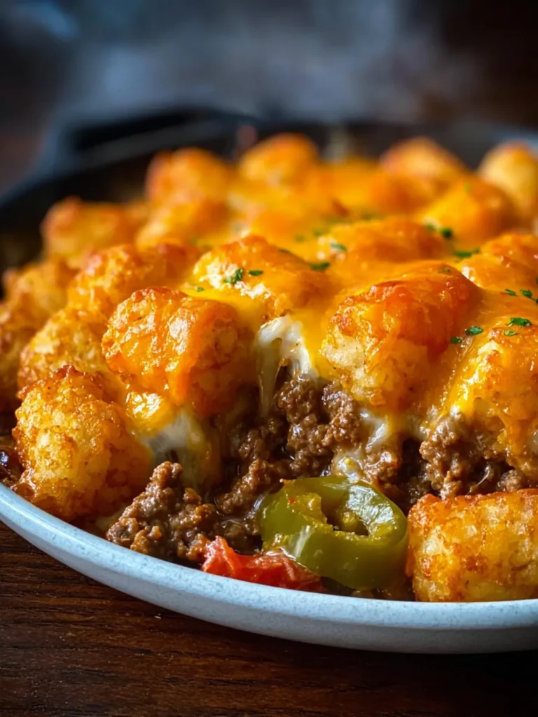 Cheesy Ground Beef & Tater Tot Casserole First Image