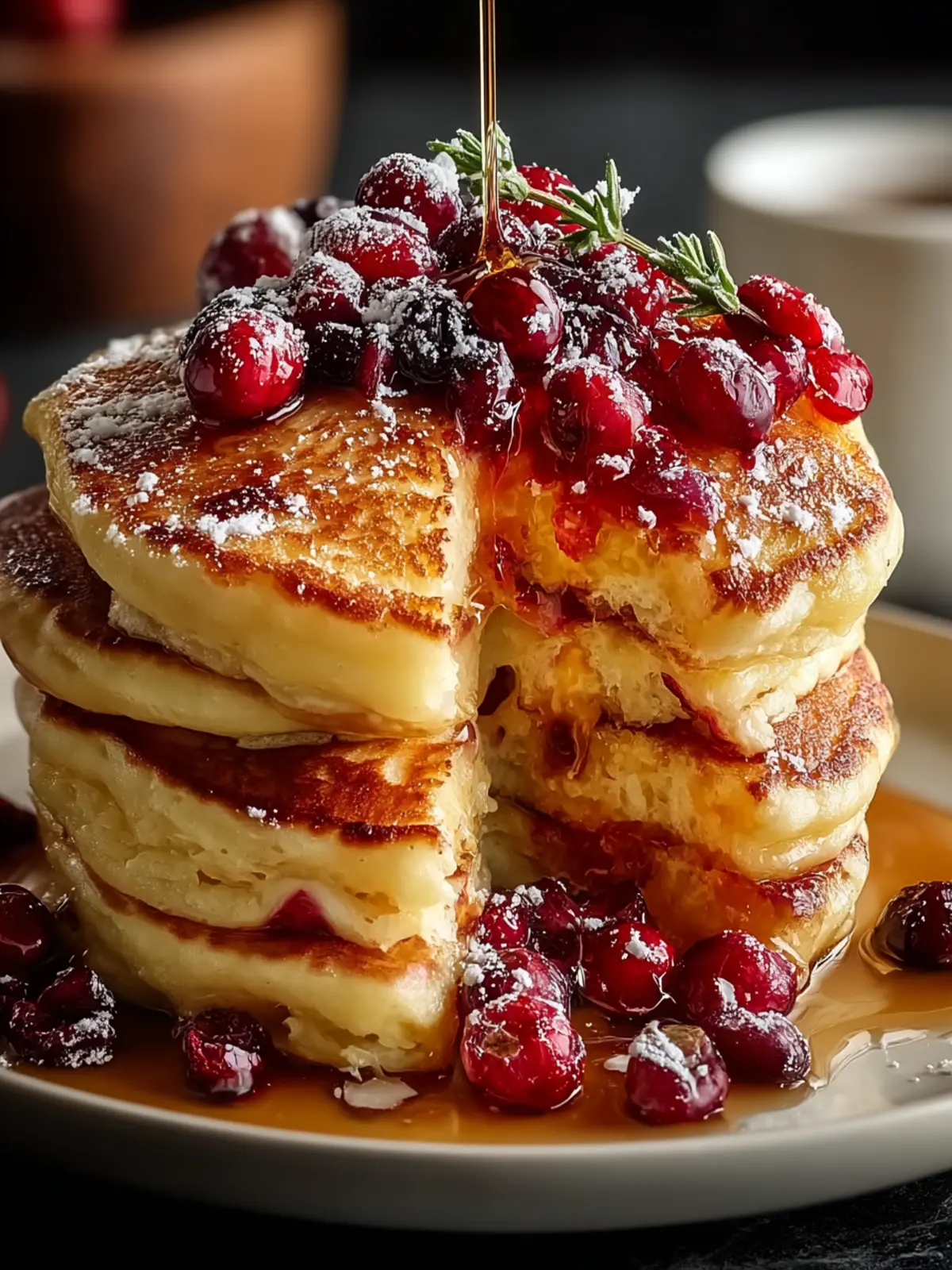 Cranberry Orange Ricotta Pancakes First Image