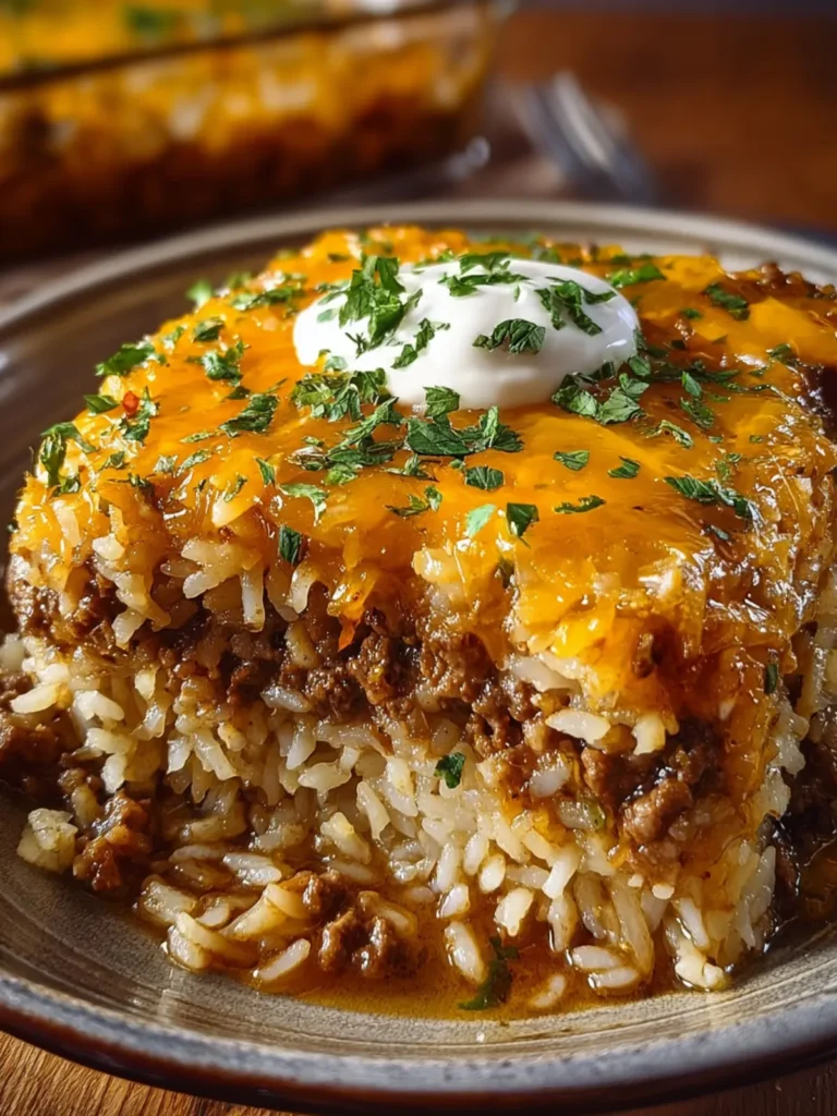 French Onion Ground Beef Rice Casserole First Image