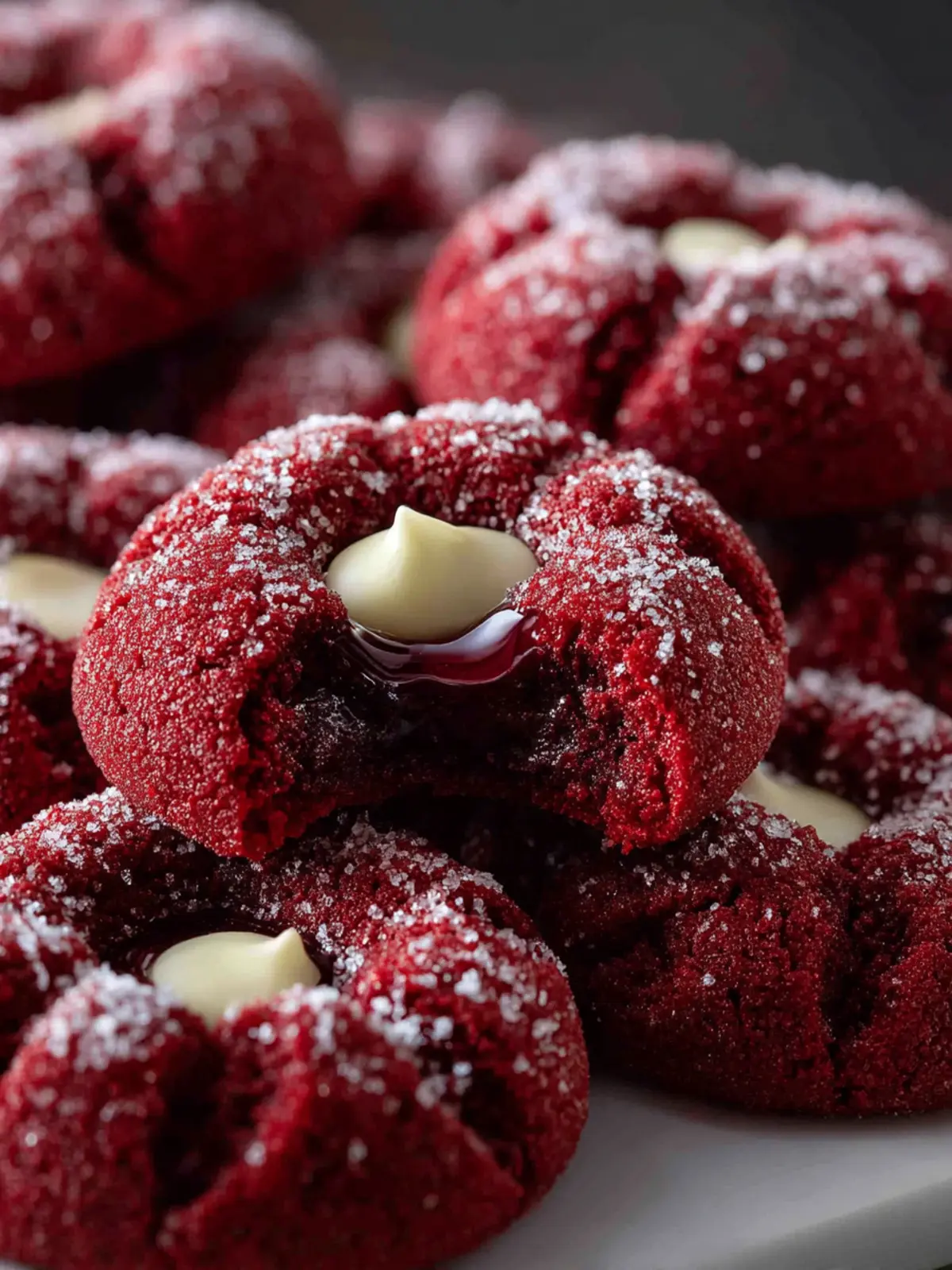 Red Velvet Thumbprint Cookies First Image