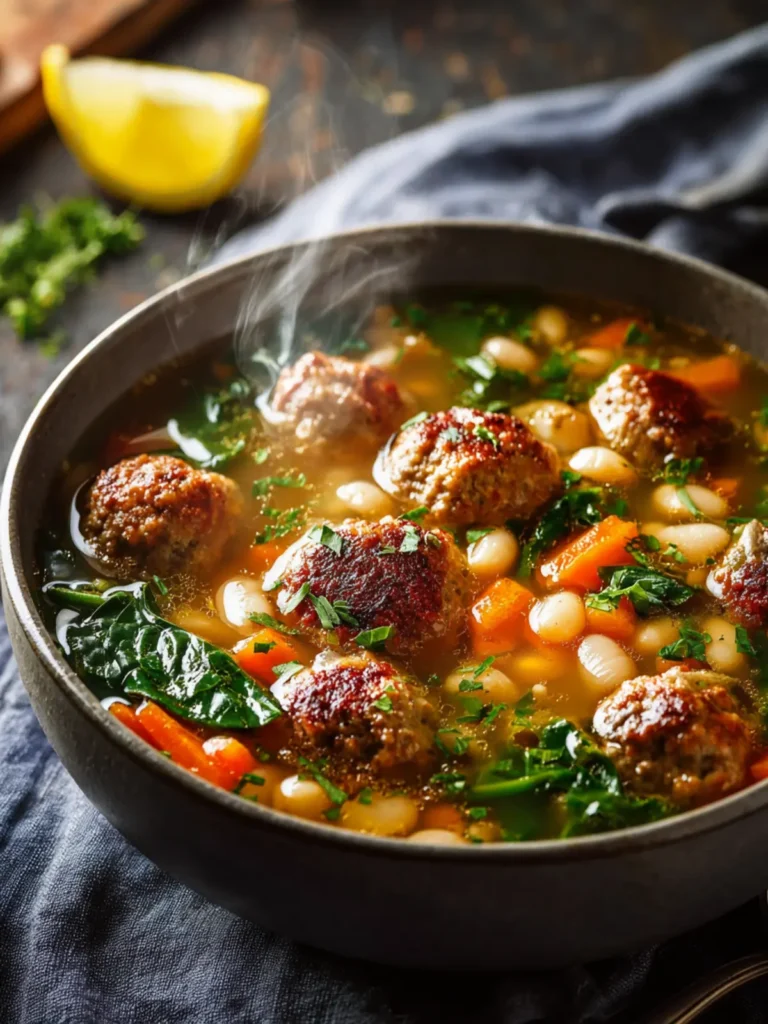 Tuscan White Bean Soup with Meatballs First Image