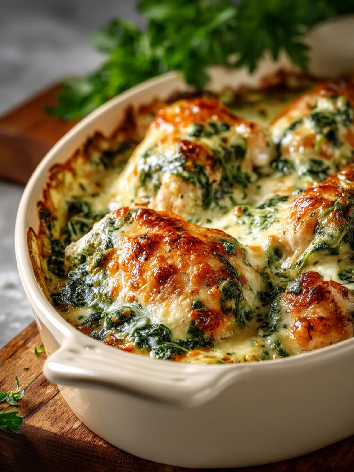 Baked Chicken Spinach Casserole First Image