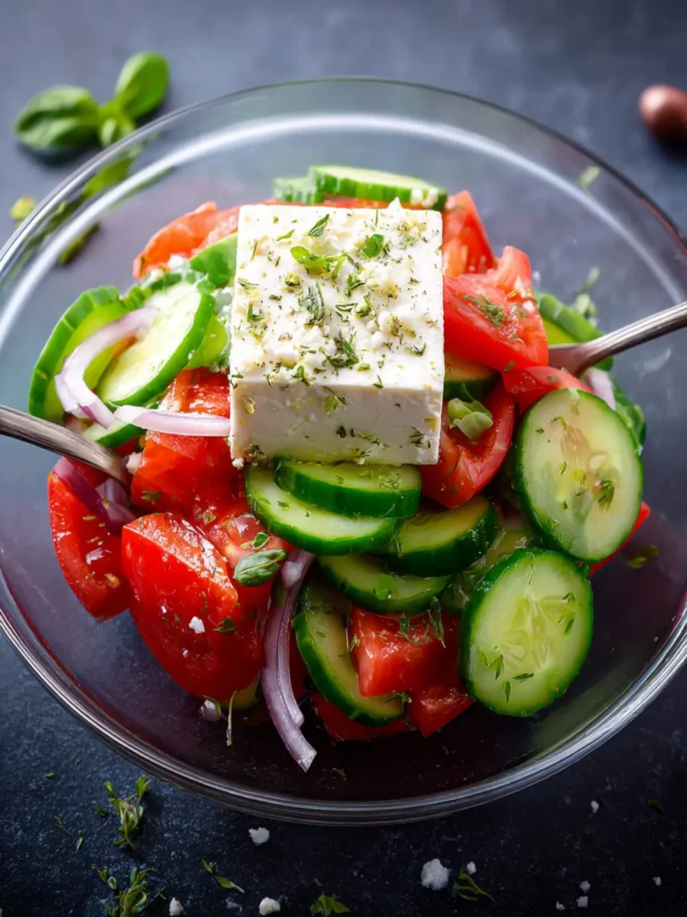 Greek Cucumber Tomato Feta Salad First Image