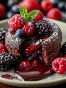 Indulge in Triple Berry Chocolate Molten Cakes Recipe First Image